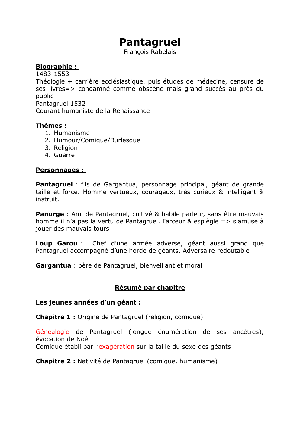 Prévisualisation du document résumé Pantagruel